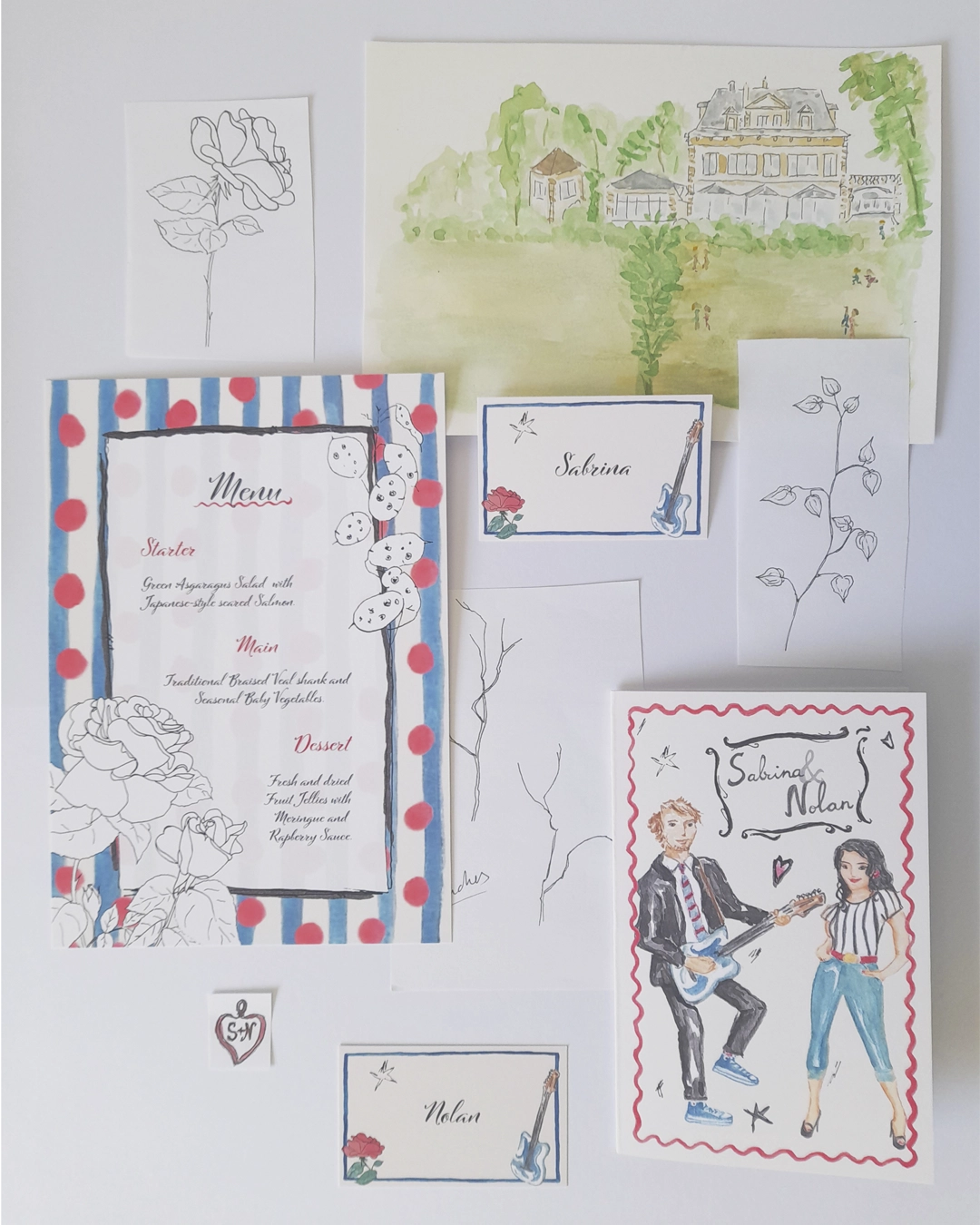 Rock & Roll papeterie de mariage, papeterie de mariage personnalisable,