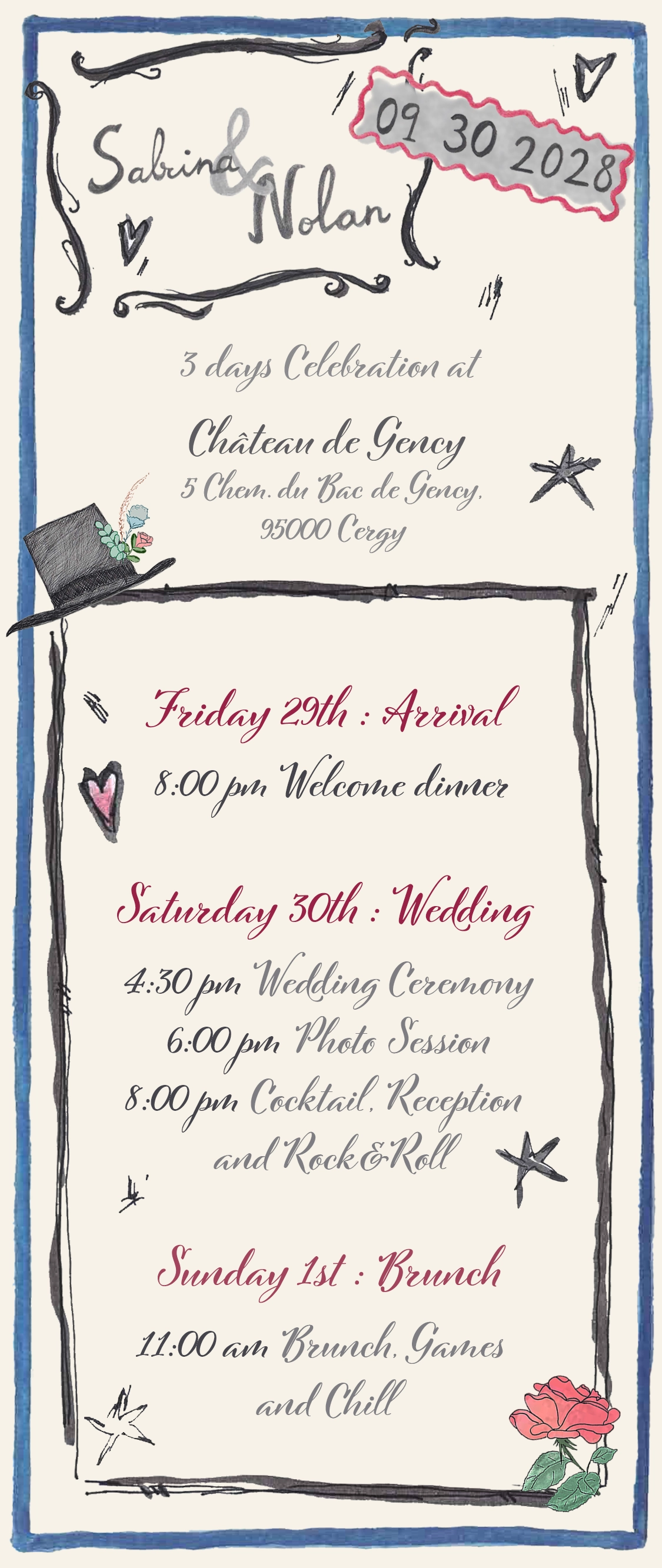 Rock & Roll, programme faire-part de mariage, faire-part numérique