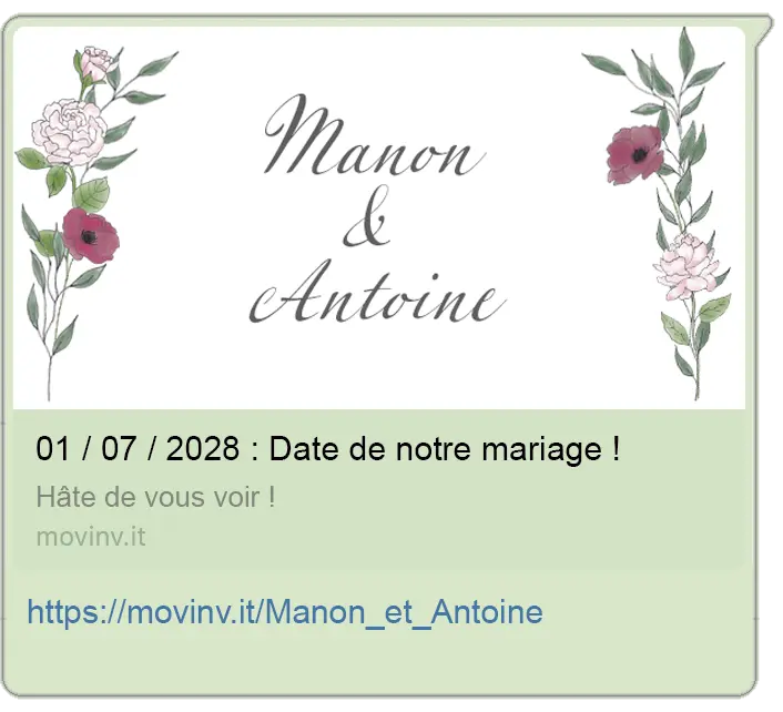 Rousserie, image du lien faire-part de mariage, faire-part digital